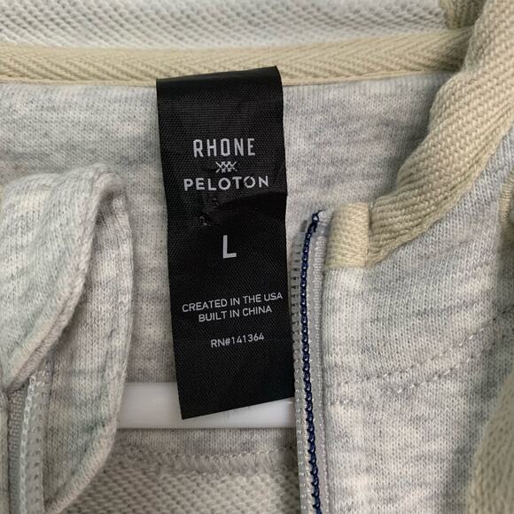 Rhone x Peloton Gray Full Zip Cotton Blend Hoodie Sweatshirt Size Large - Picture 4 of 8